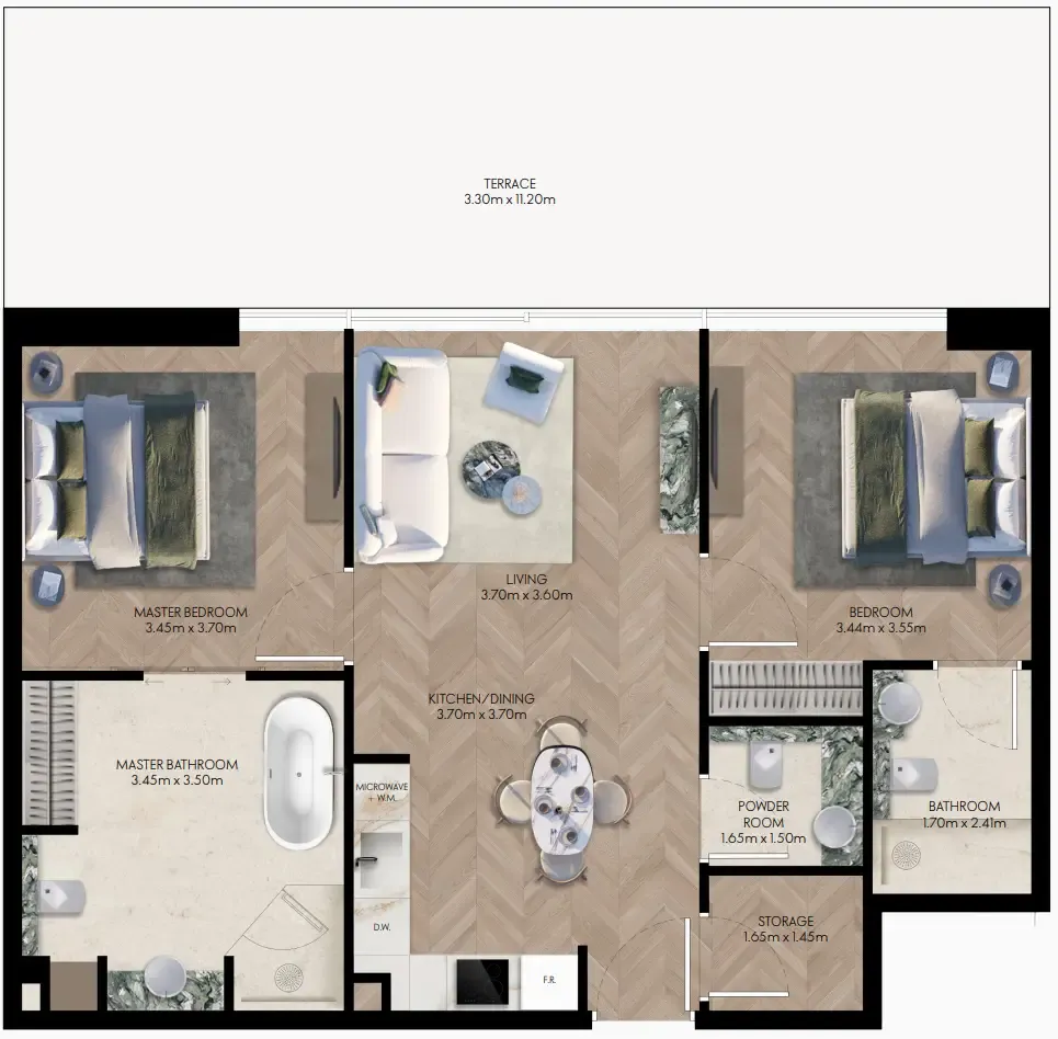 2 bedroom Apartments floor plan at Elle Residences