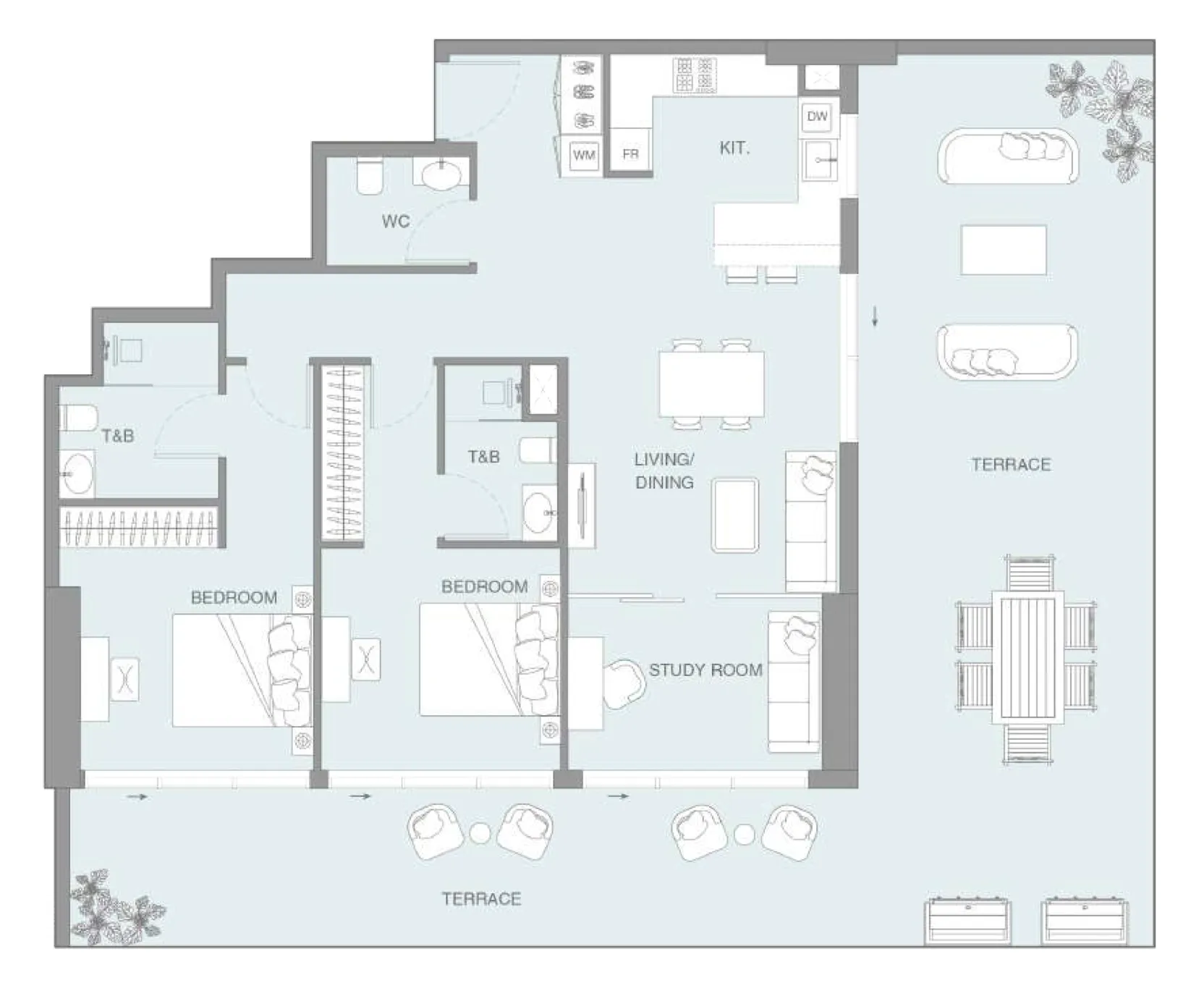 2.5 bedroom Apartments floor plan at LUM1NAR