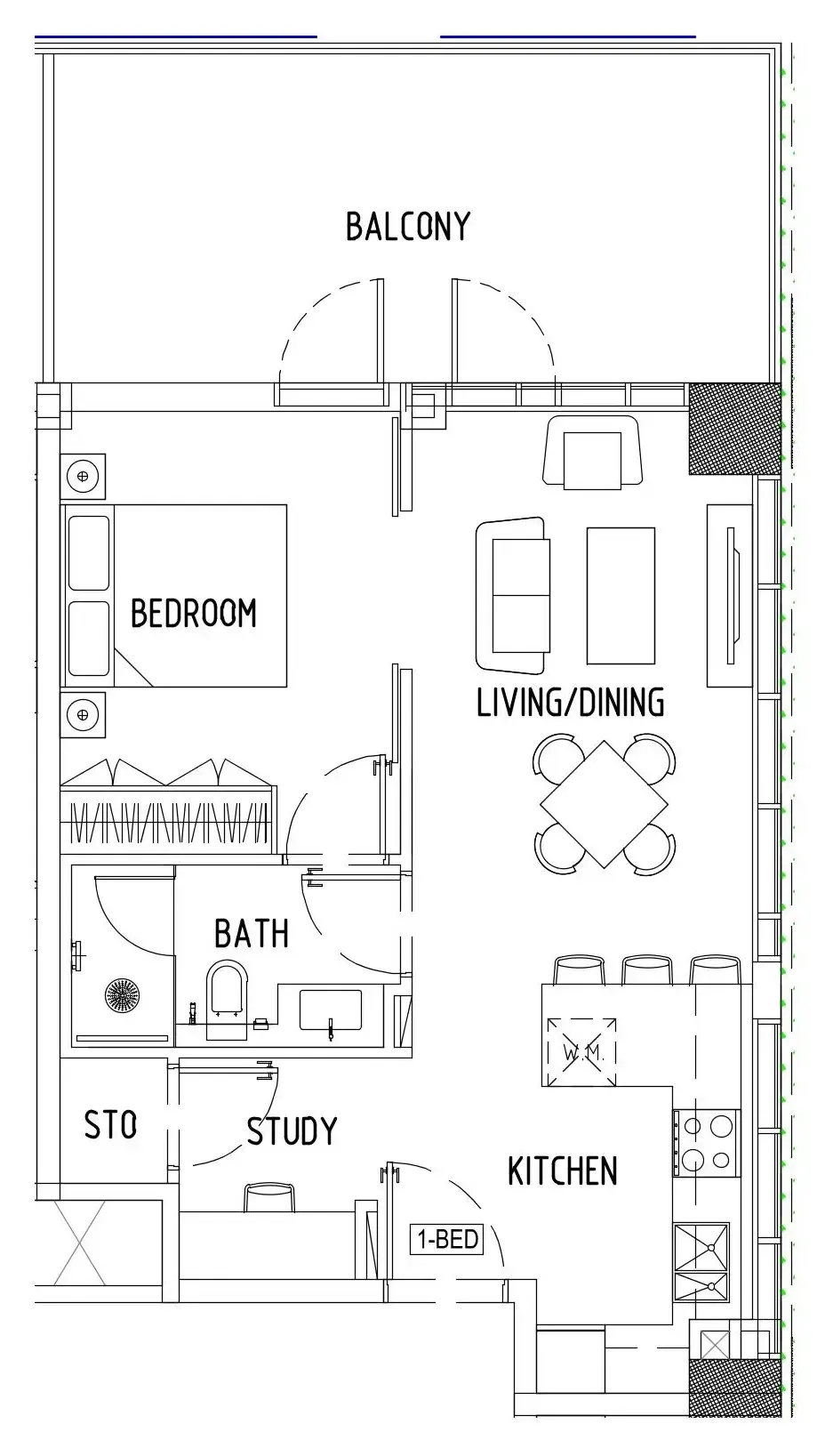 1 bedroom Apartments floor plan at Damac District