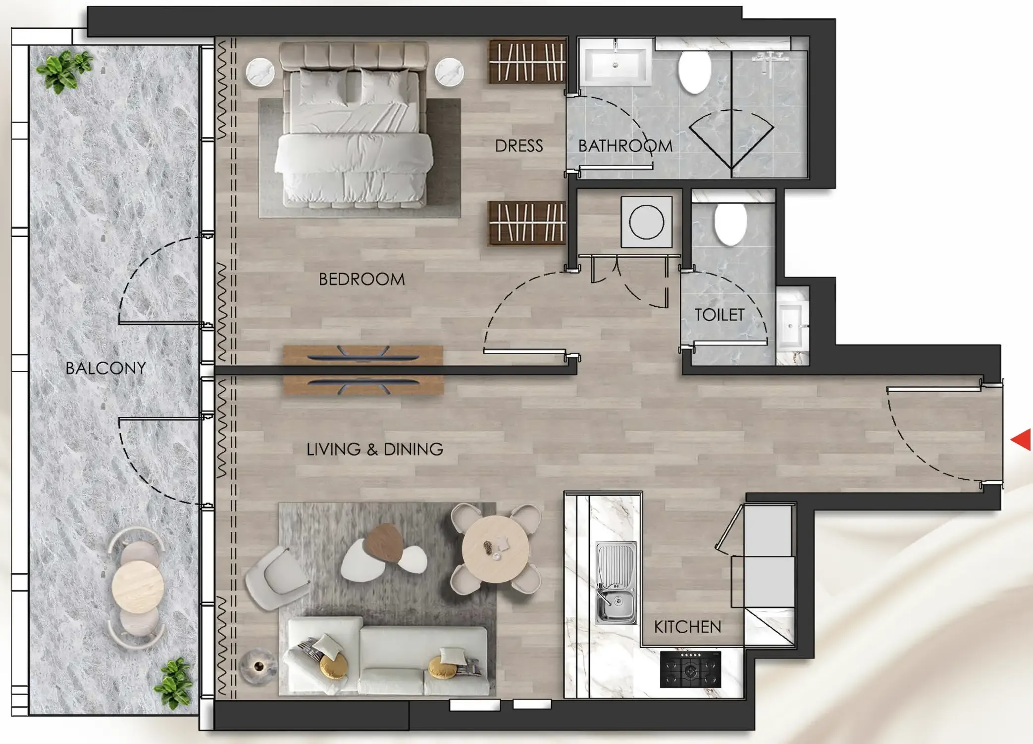 1 bedroom Apartments floor plan at Island Heights