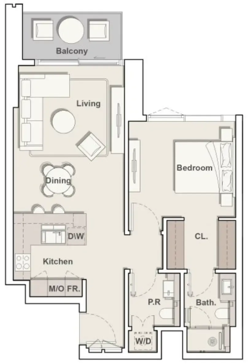 1 bedroom Apartments floor plan at Eltiera Views