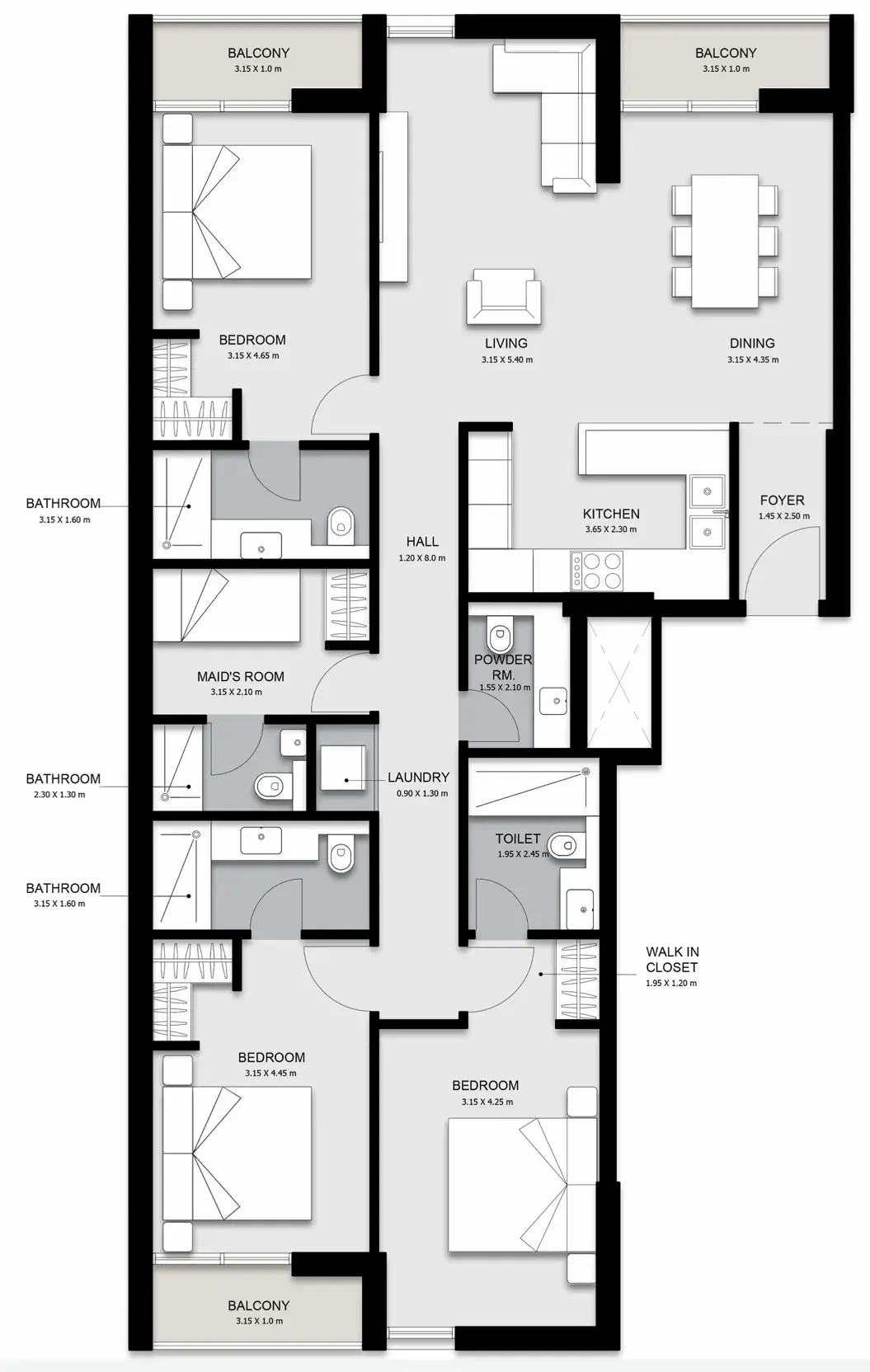 3 bedroom Apartments floor plan at Al Mamsha Sharjah