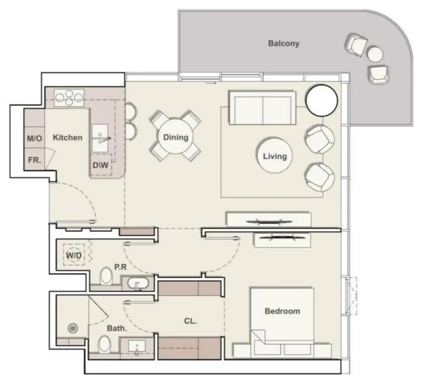 1 bedroom Apartments floor plan at The Meriva Collection
