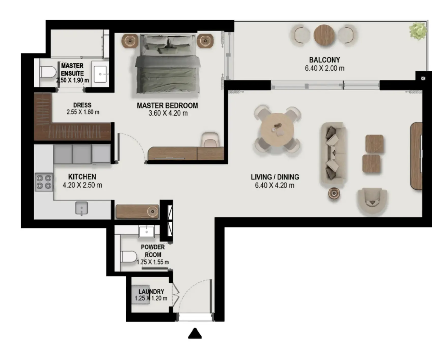 1 bedroom Apartments floor plan at Boulevard Park at Wasl Gate
