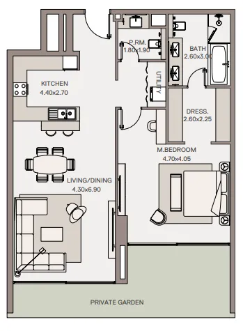 1 bedroom Apartments floor plan at Haven Living