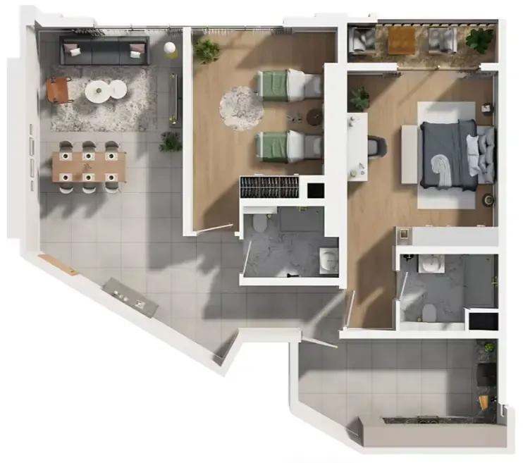 2 bedroom Apartments floor plan at Barajeel Towers