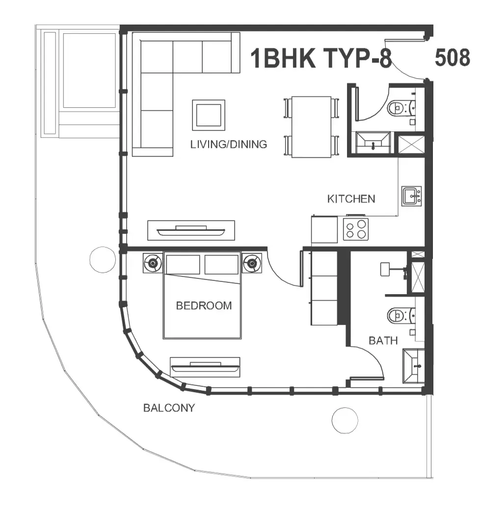 1 bedroom Apartments floor plan at Interstellar Tower