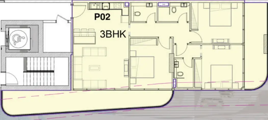 3 bedroom Apartments floor plan at Ocean Pearl 1 and 2