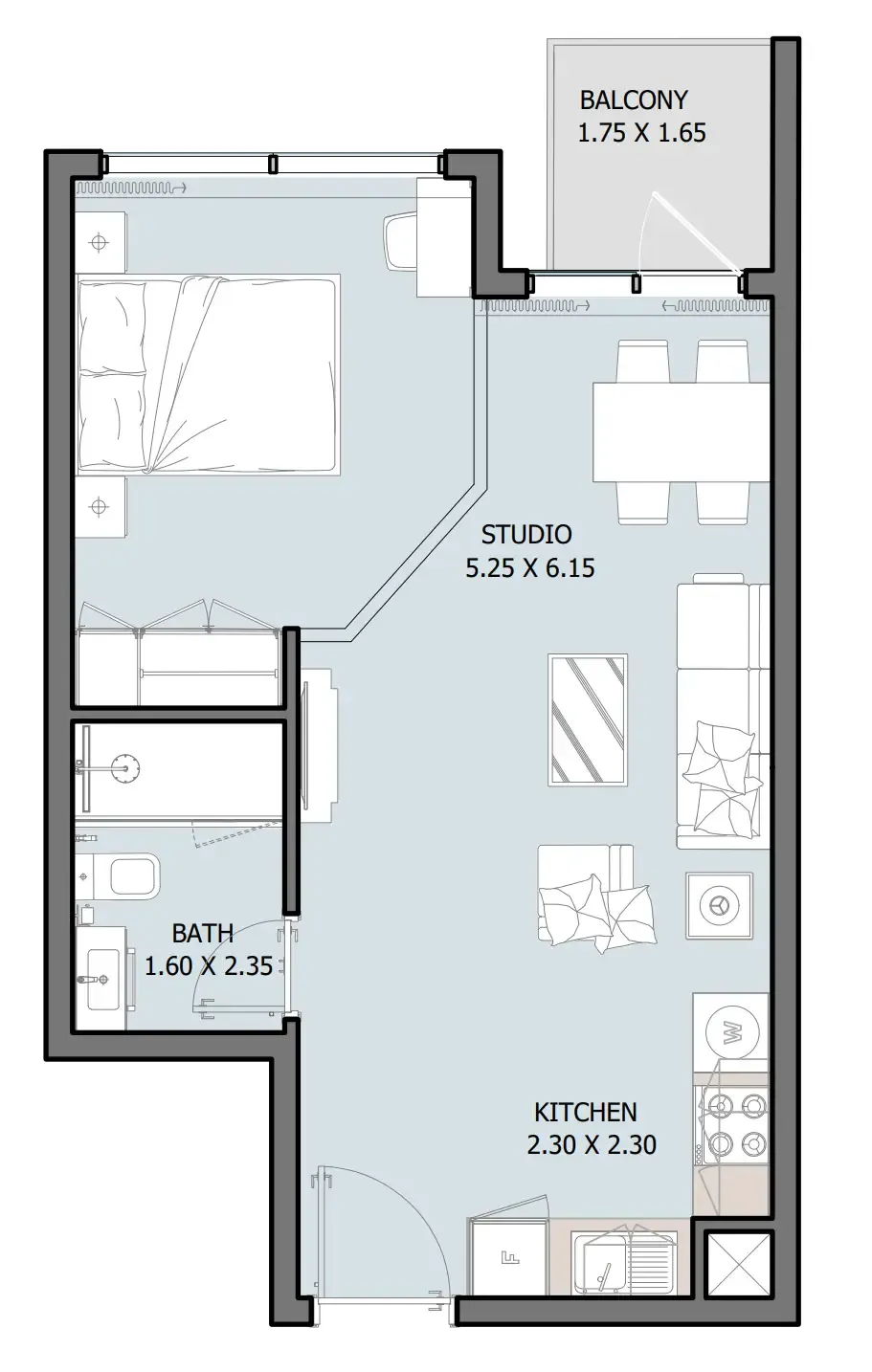 0 bedroom Apartments floor plan at Selina Bay