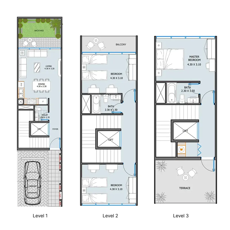 3 bedroom Townhouse floor plan at Verdana III