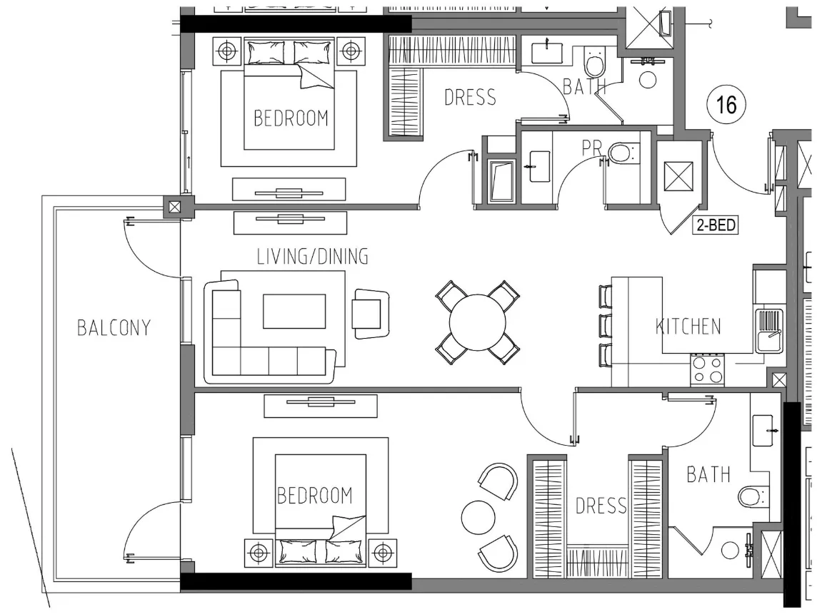 2 bedroom Apartments floor plan at Damac Riverside Views