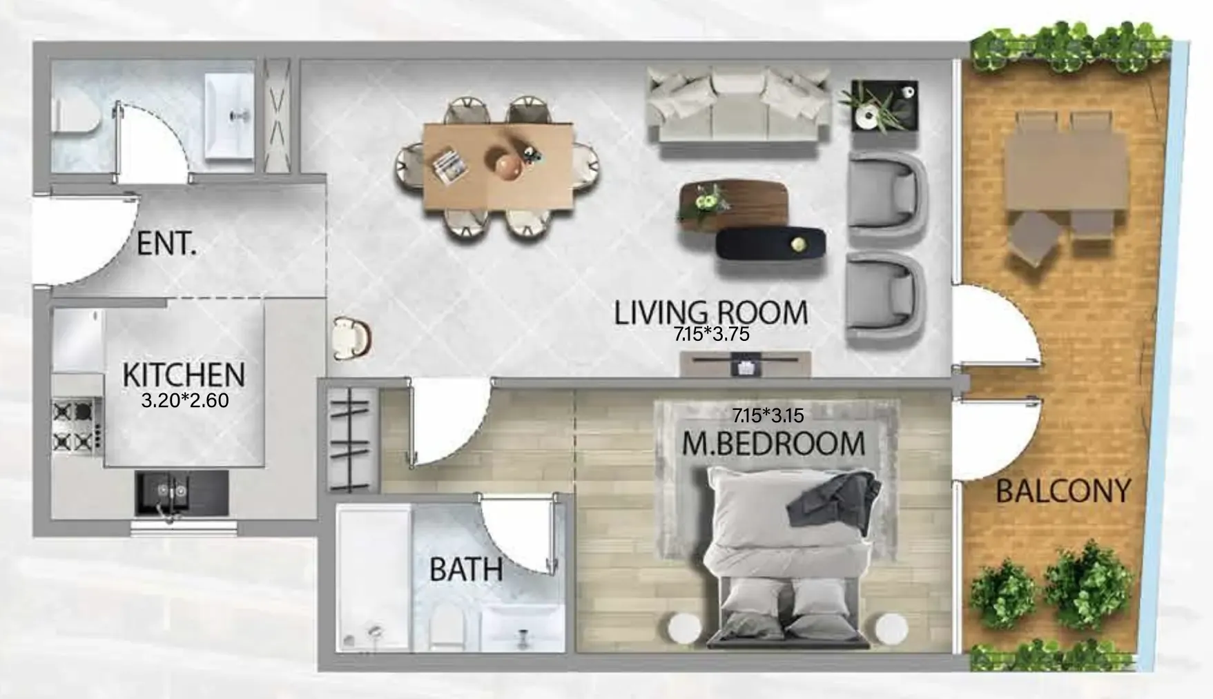 1 bedroom Apartments floor plan at 311 Boulevard