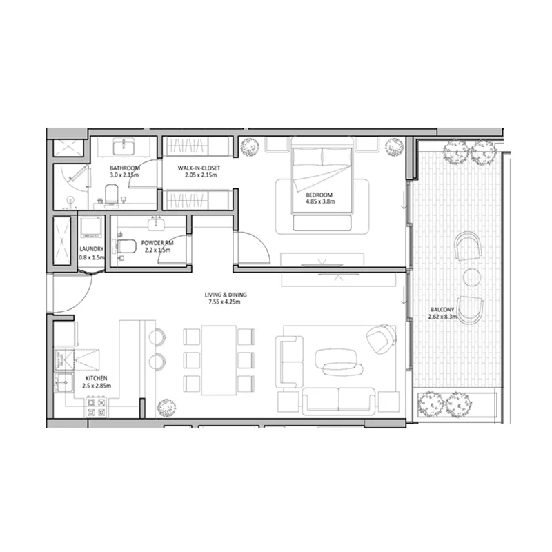 3 bedroom Apartments floor plan at The Blue Beach Residence