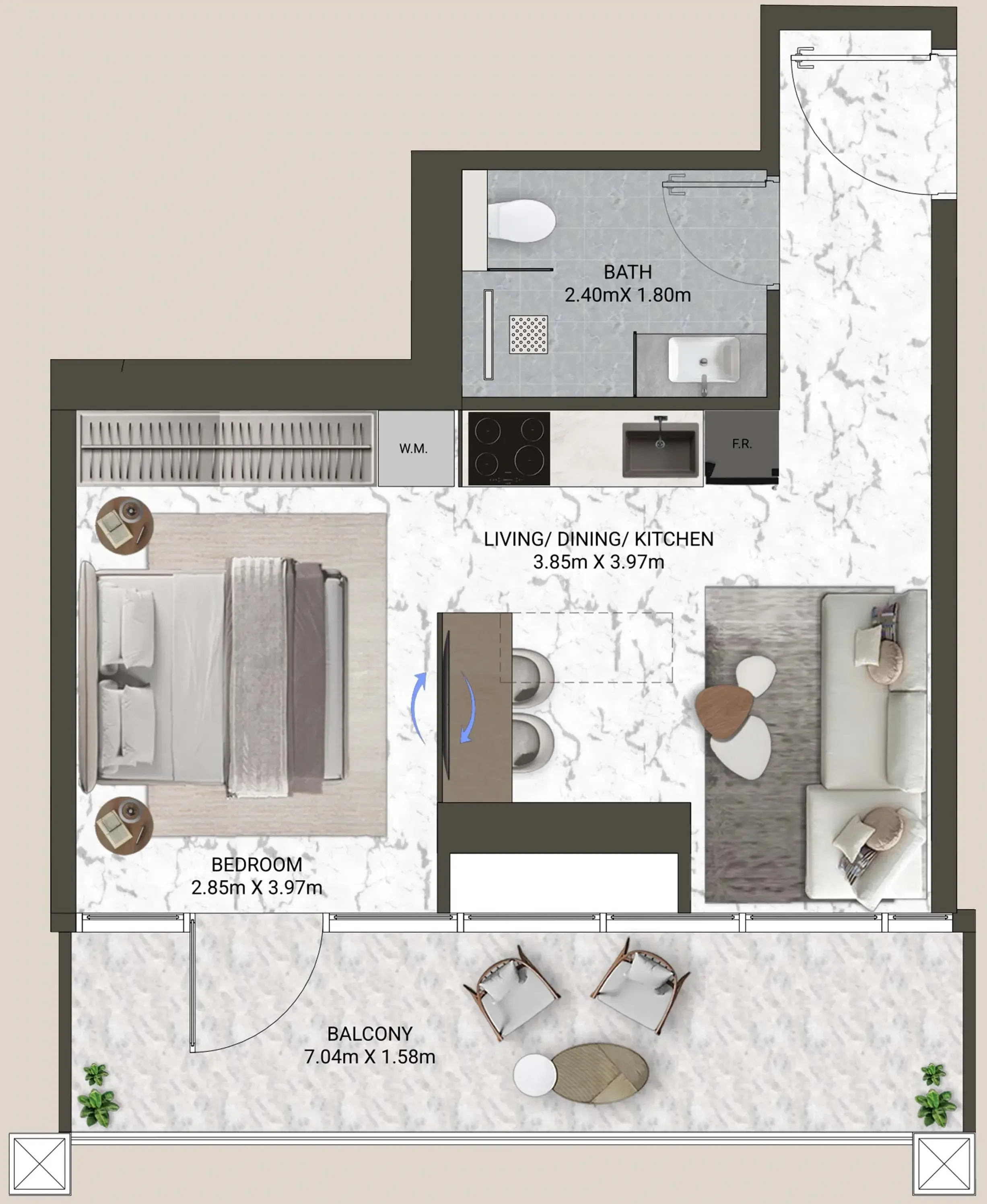 0 bedroom Apartments floor plan at V-Suites