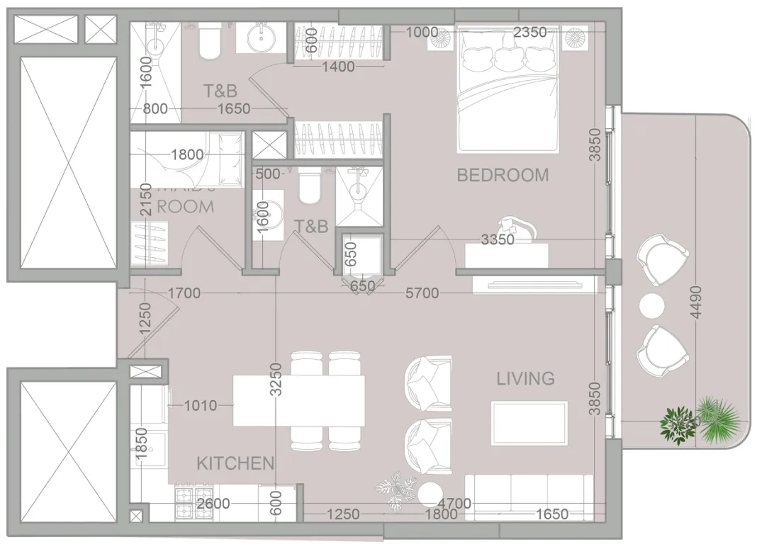 1.5 bedroom Apartments floor plan at TETR1S Tower