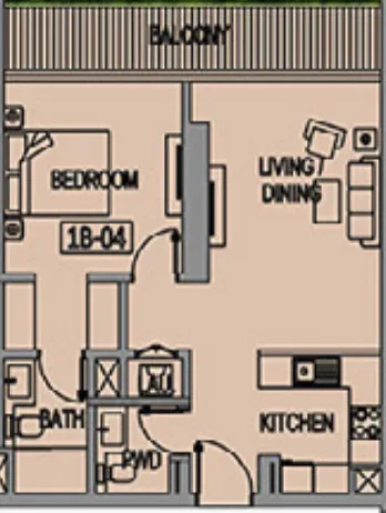 1 bedroom Apartments floor plan at Jade Tower