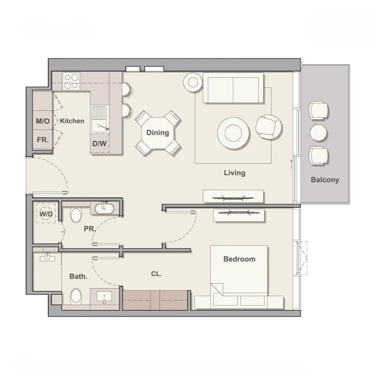 1 bedroom Apartments floor plan at Soto Grande