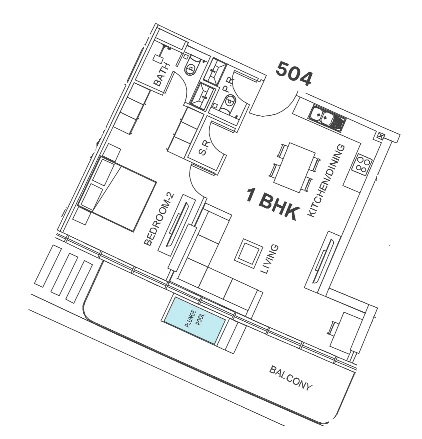 1 bedroom Apartments floor plan at Villa Del Garda