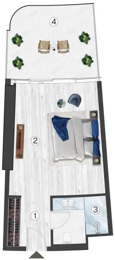 0 bedroom Apartments floor plan at Radisson Blu Hotel & Residences