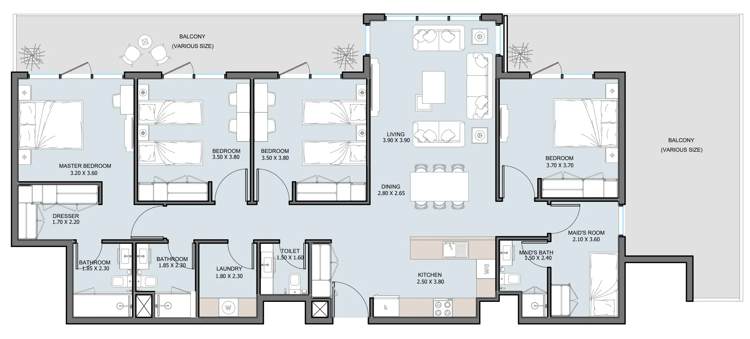 4 bedroom Apartments floor plan at The District