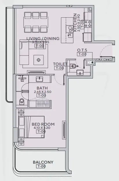 1 bedroom Apartments floor plan at Trillium Heights