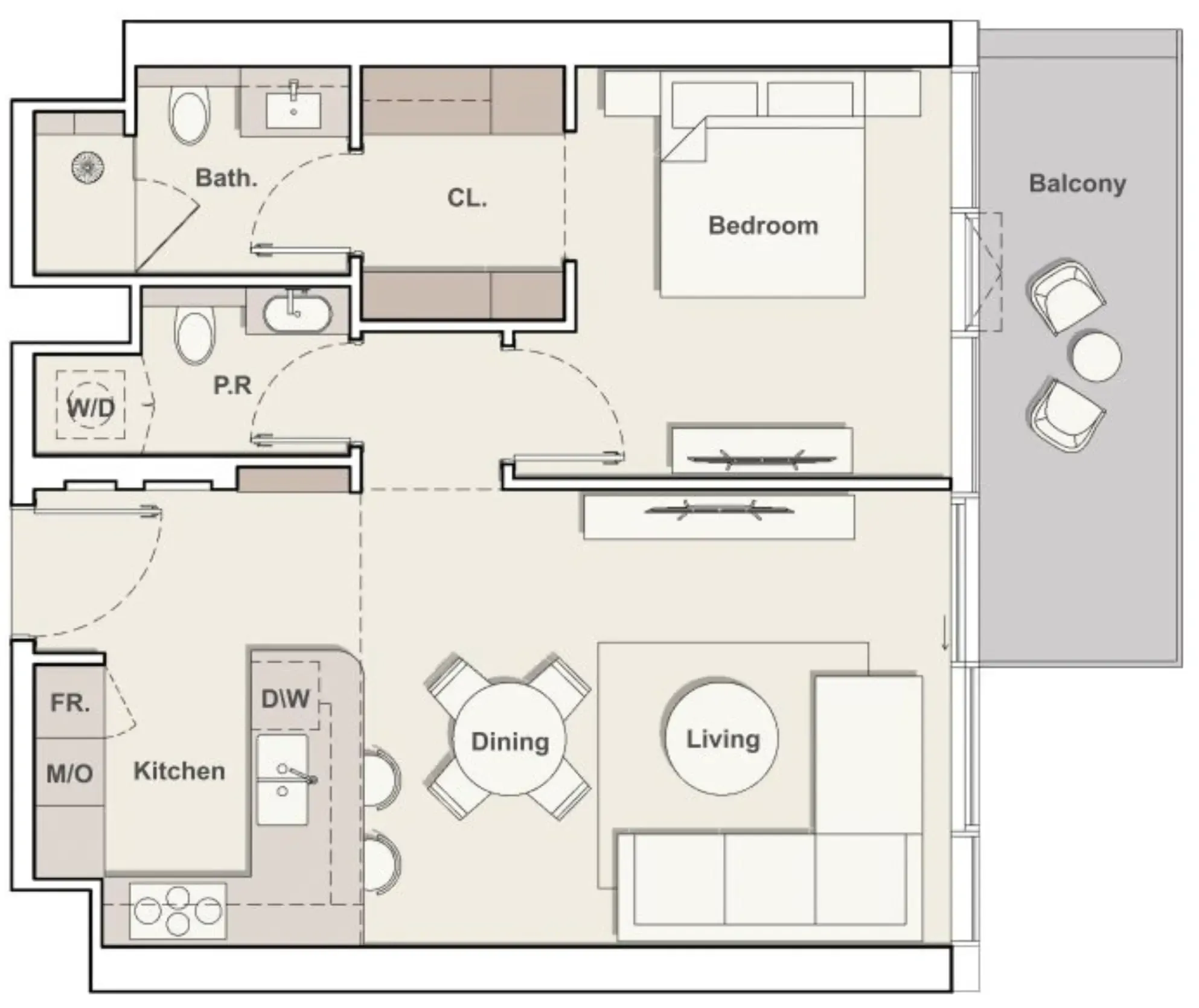 1 bedroom Apartments floor plan at The Meriva Collection