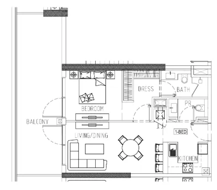 1 bedroom Apartments floor plan at Damac Riverside Views