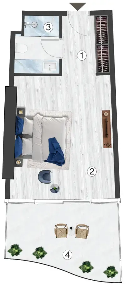 0 bedroom Apartments floor plan at Radisson Blu Hotel & Residences
