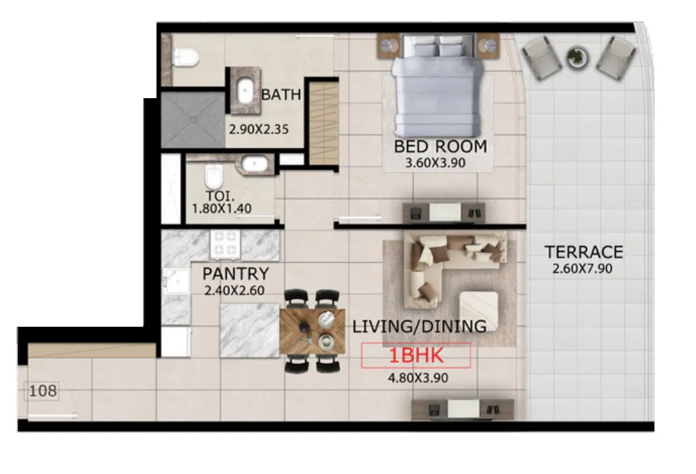 1 bedroom Apartments floor plan at Mayfair Gardens