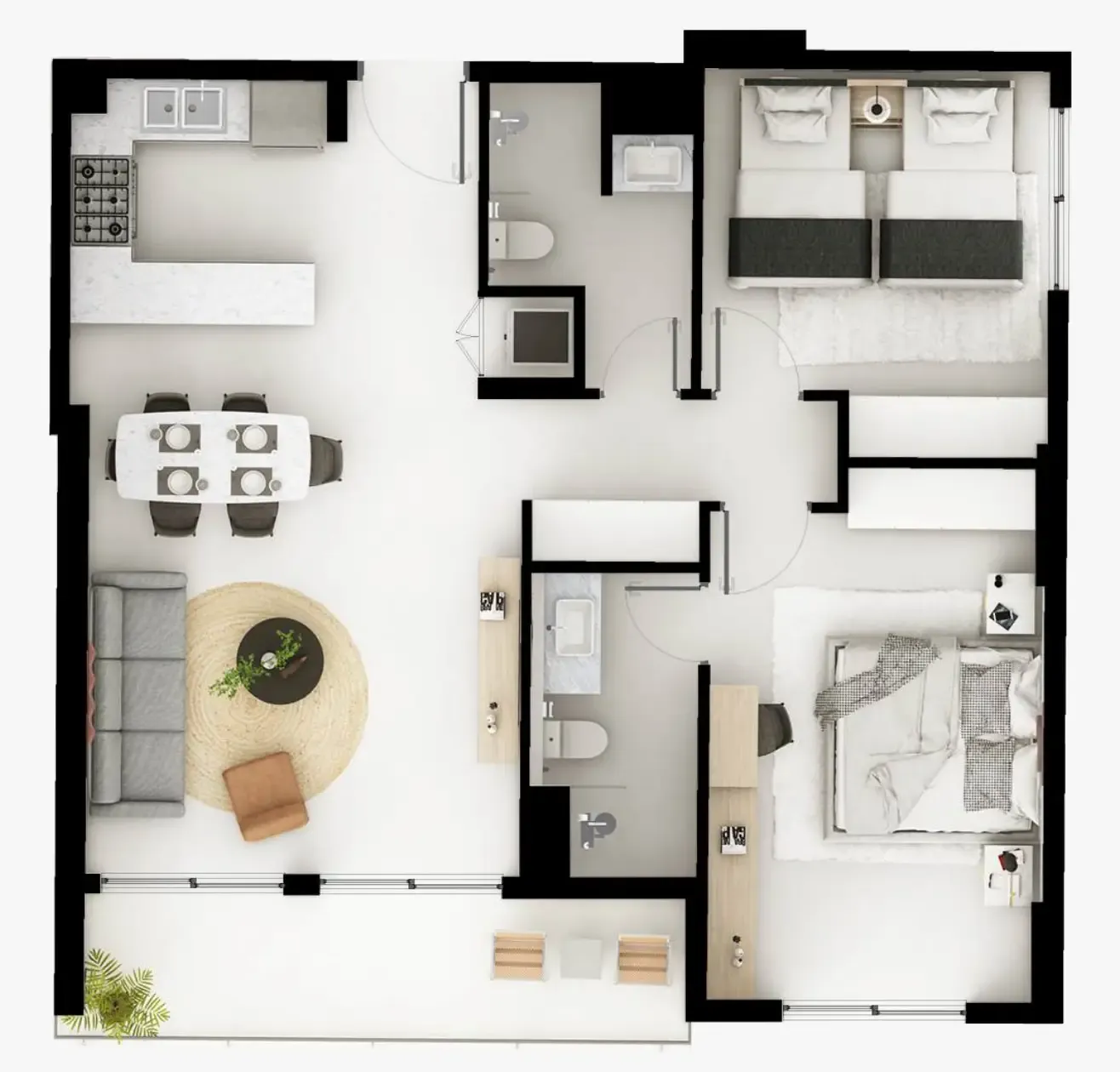 2 bedroom Apartments floor plan at Viera Residences