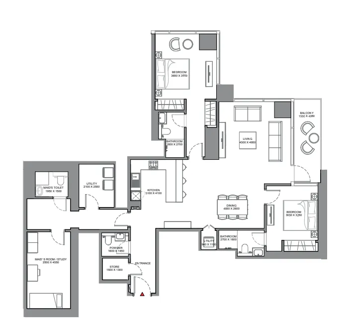 2 bedroom Apartments floor plan at Skyscape