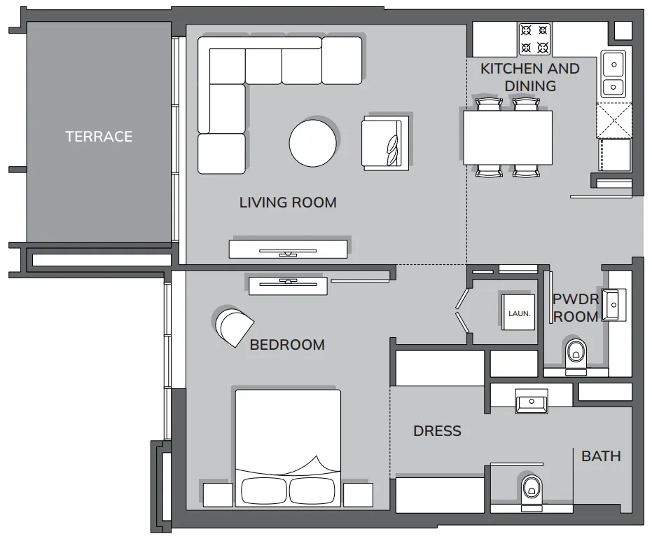 1 bedroom Apartments floor plan at Vista by Prestige One