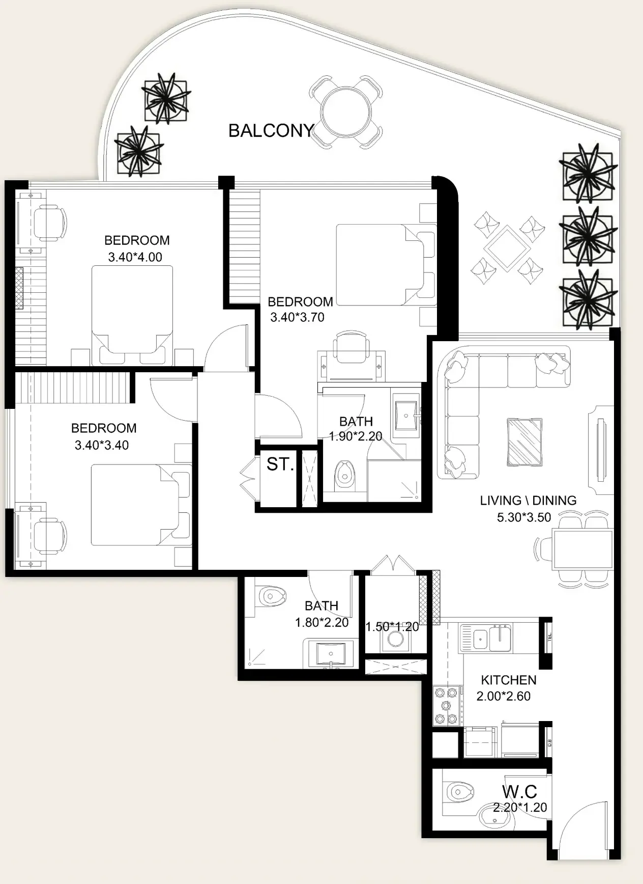 3 bedroom Apartments floor plan at X11