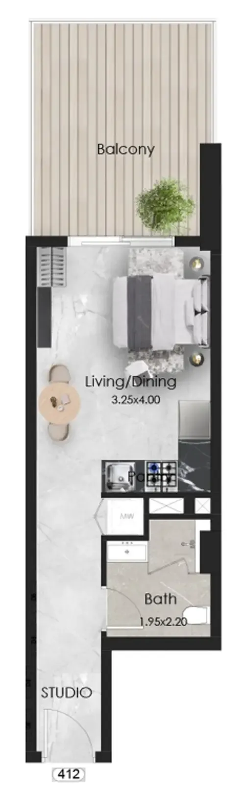 0 bedroom Apartments floor plan at Aristo