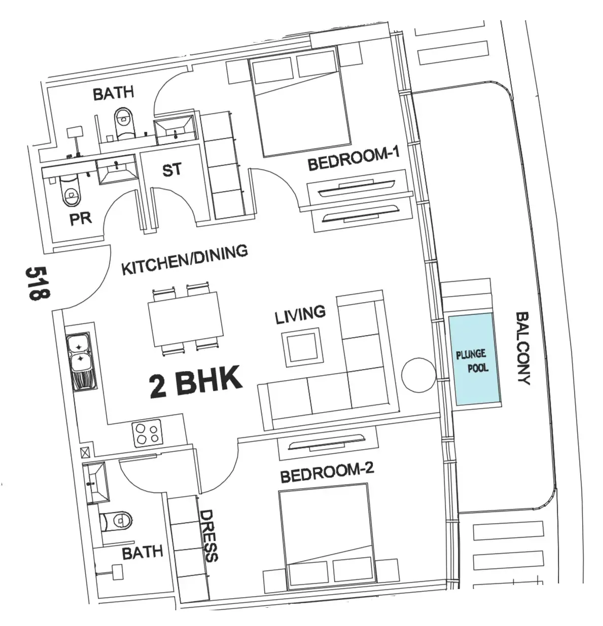 2 bedroom Apartments floor plan at Villa Del Garda