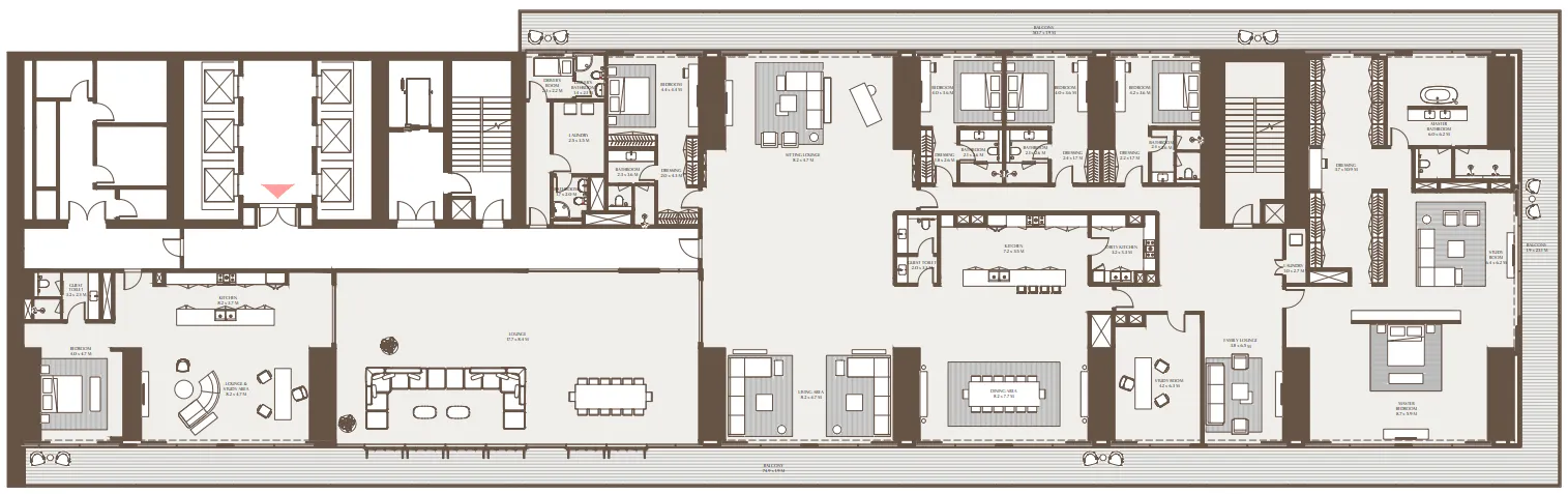 6 bedroom Penthouse floor plan at Akala Residences