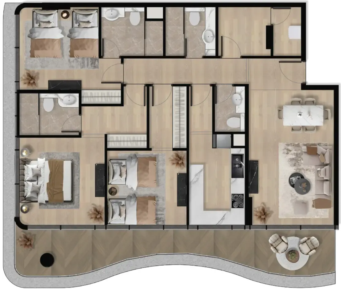 3 bedroom Apartments floor plan at Orvessa Residences