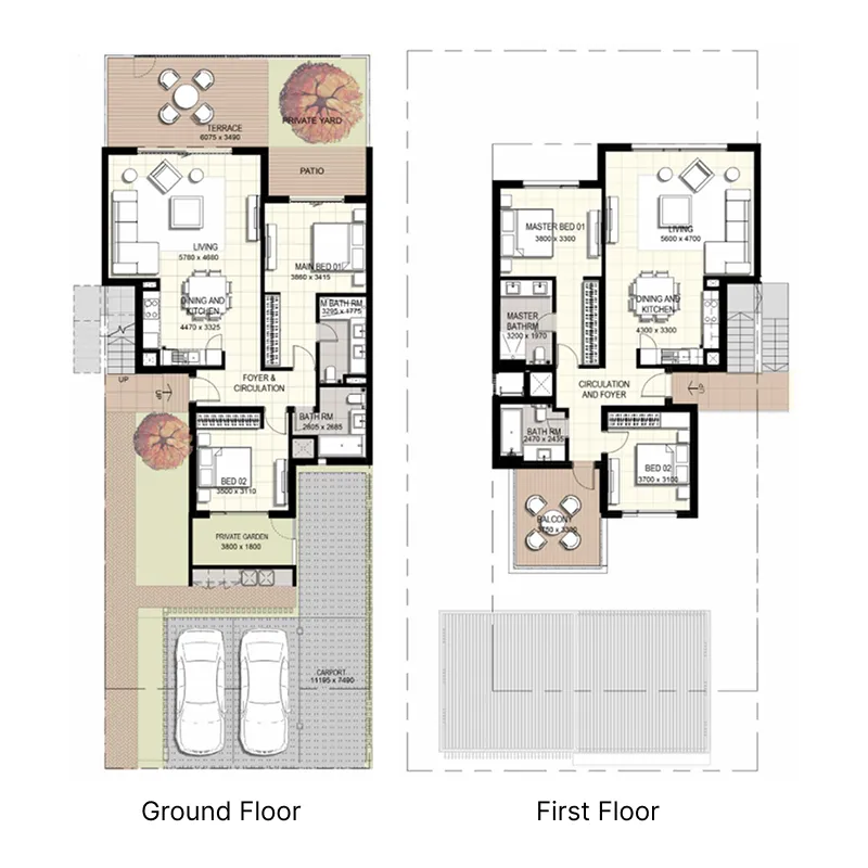 2 bedroom Townhouse floor plan at Urbana