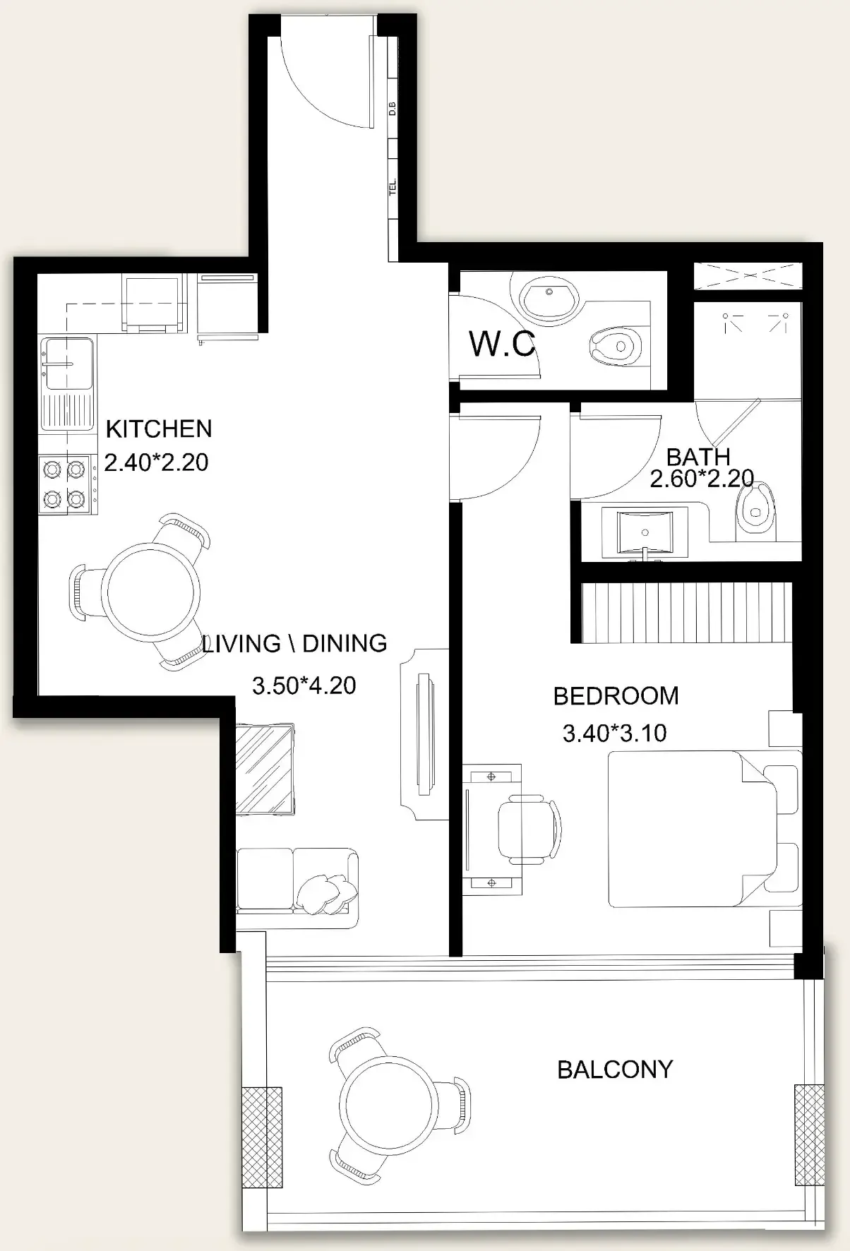 1 bedroom Apartments floor plan at X11