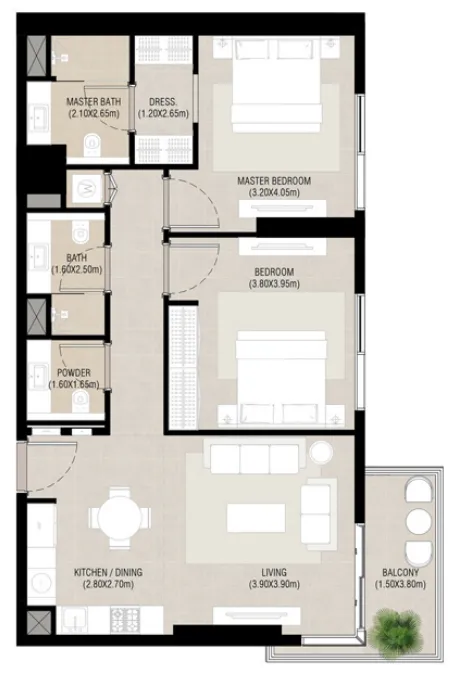 2 bedroom Apartments floor plan at Camden