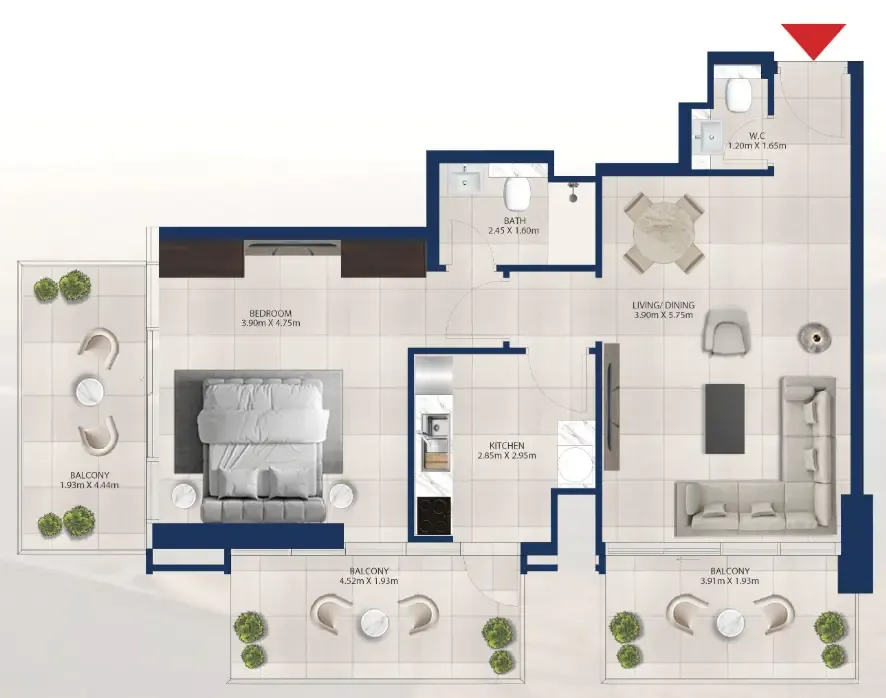 1 bedroom Apartments floor plan at Al Vista
