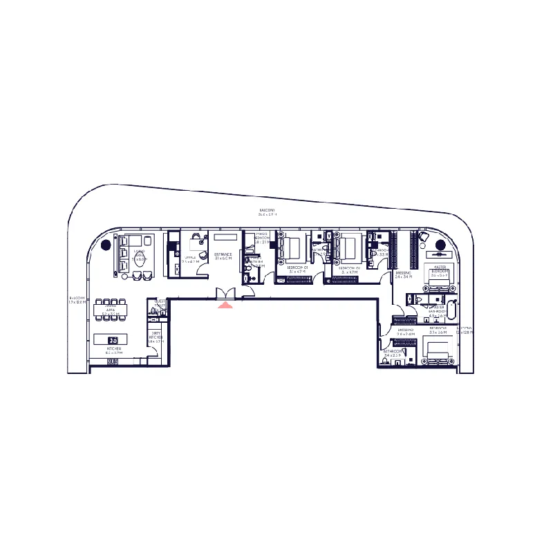 4 bedroom Apartments floor plan at Inaura Hotels & Residences Downtown