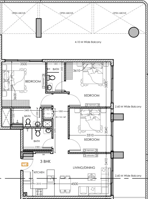 3 bedroom Apartments floor plan at Al Haseen Residences 5