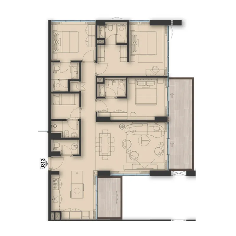 3 bedroom Apartments floor plan at Sea Cliff by Imtiaz
