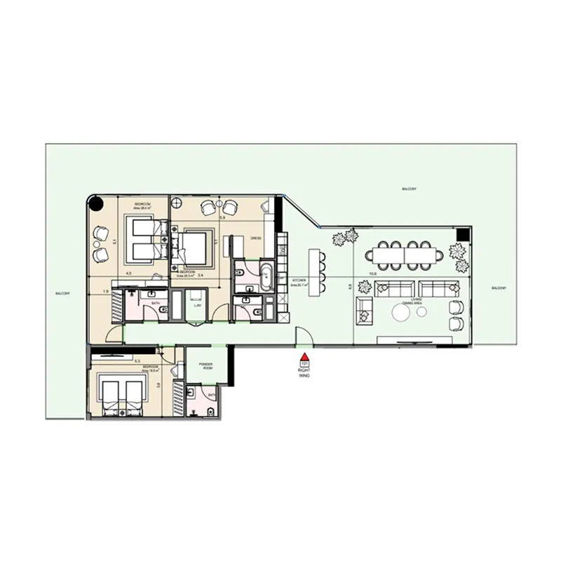 3 bedroom Apartments floor plan at Edgewater Residences 1, 2 and 3