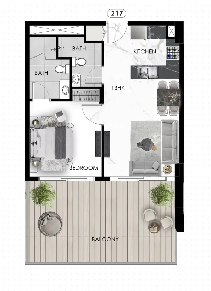 1 bedroom Apartments floor plan at The Eighty Three