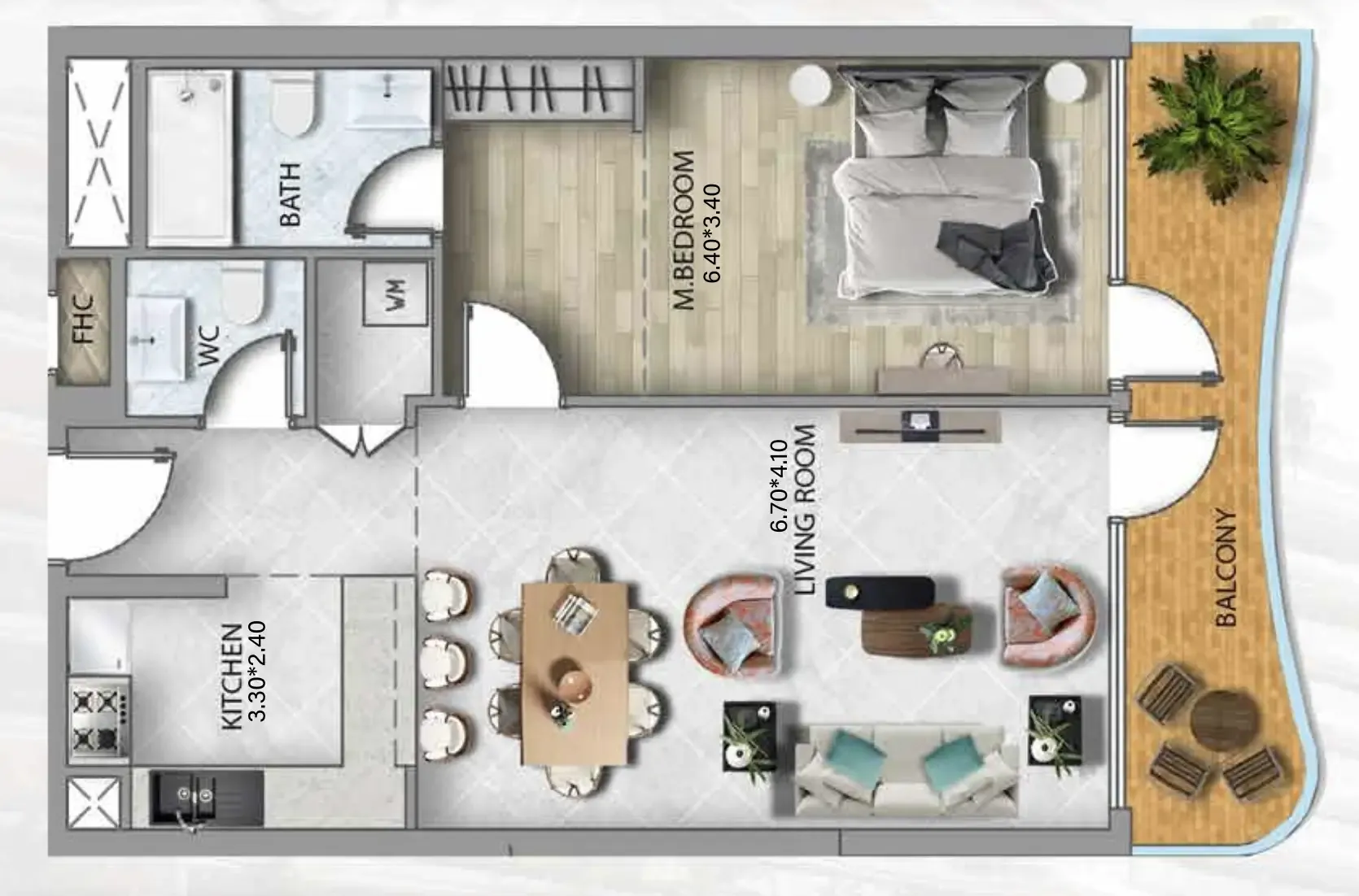 1 bedroom Apartments floor plan at 311 Boulevard