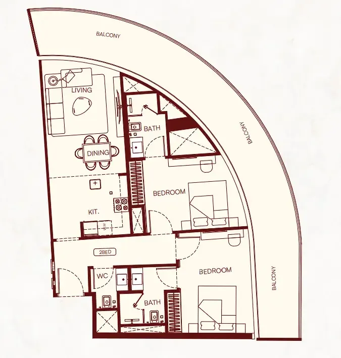 1 bedroom Apartments floor plan at Binghatti Skyflame