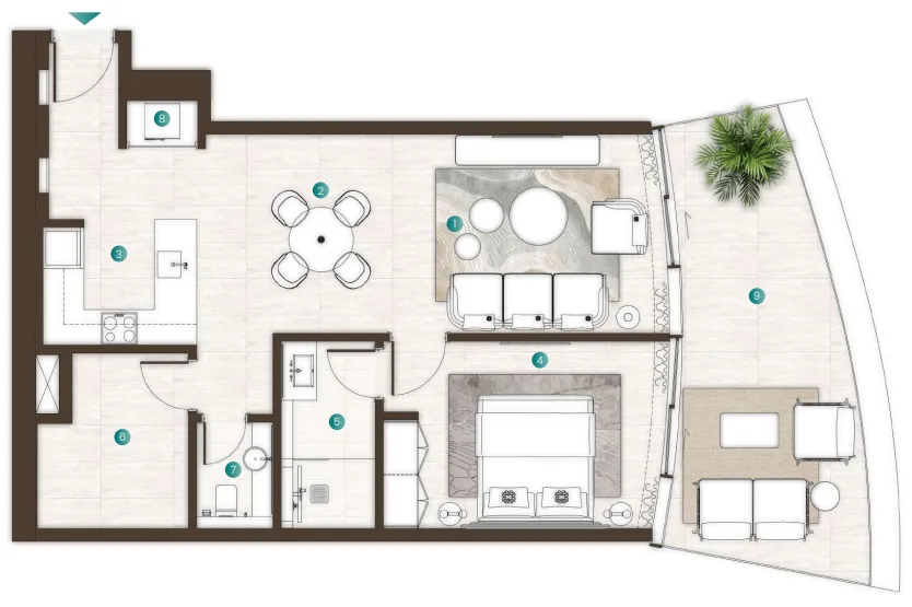 1 bedroom Apartments floor plan at La Mer by Elie Saab