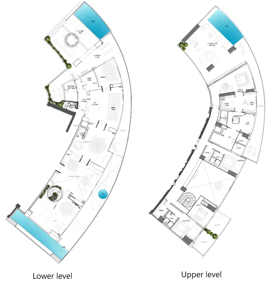 3 bedroom Penthouse floor plan at Cavalli Tower